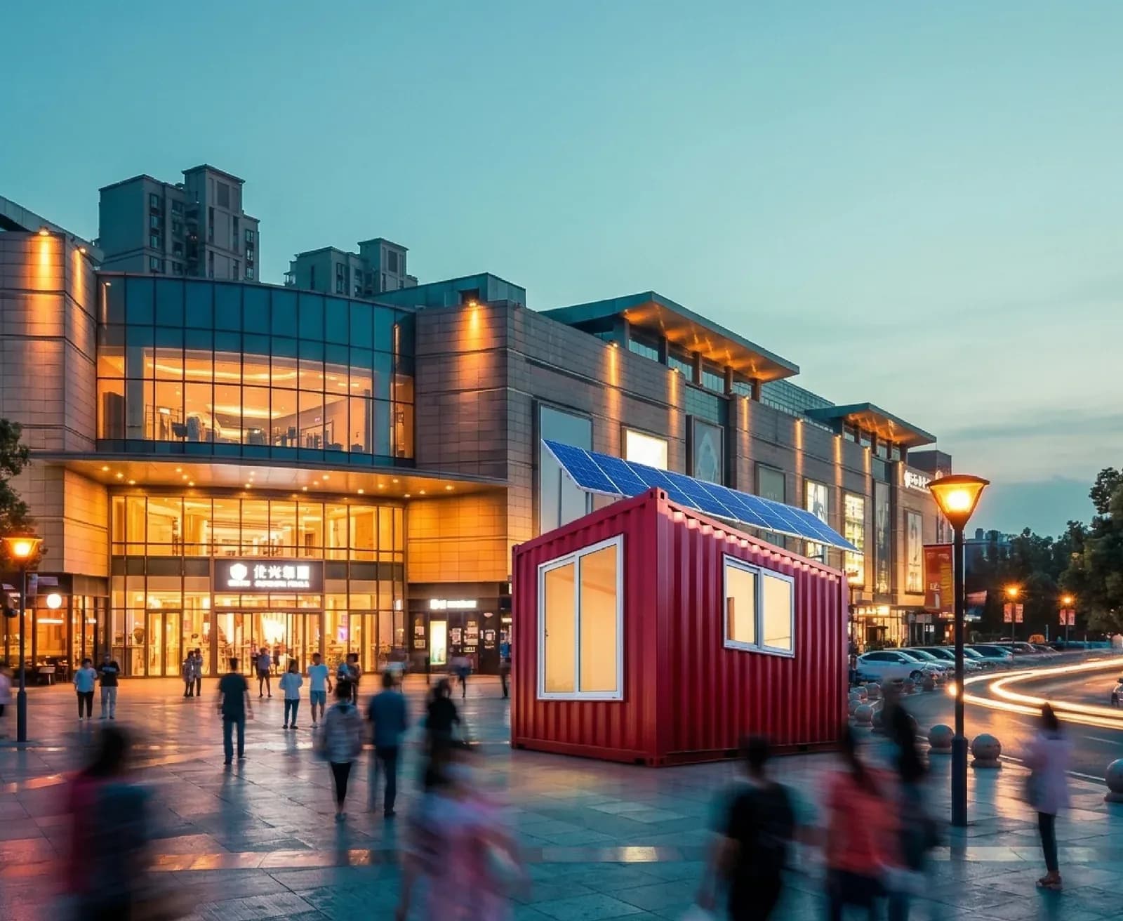 Retail cabin positioned outside a commercial complex